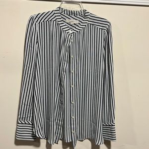 Black and blue stripe blouse